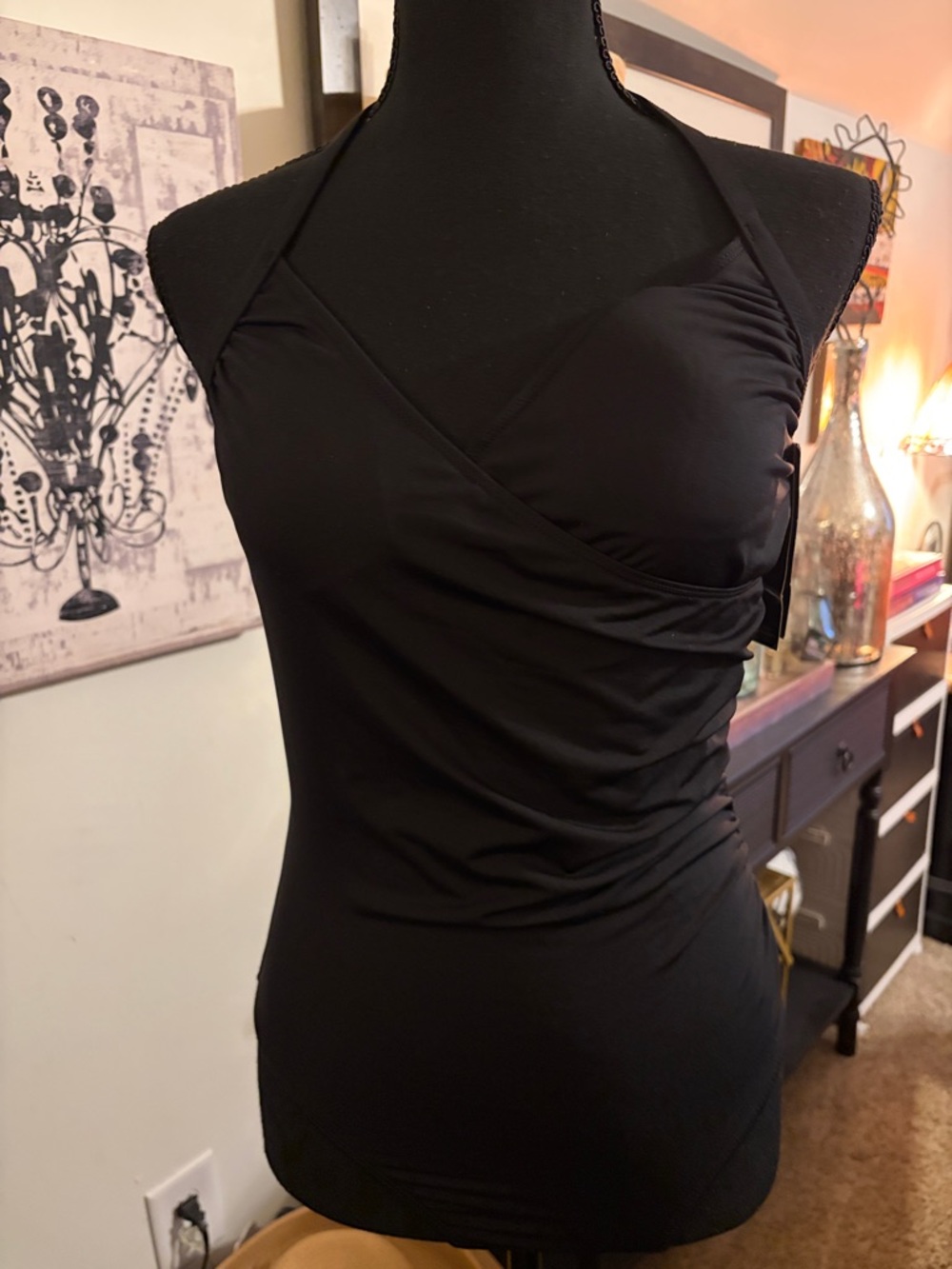 Apt. 9 Black Halter One-Piece Swimsuit